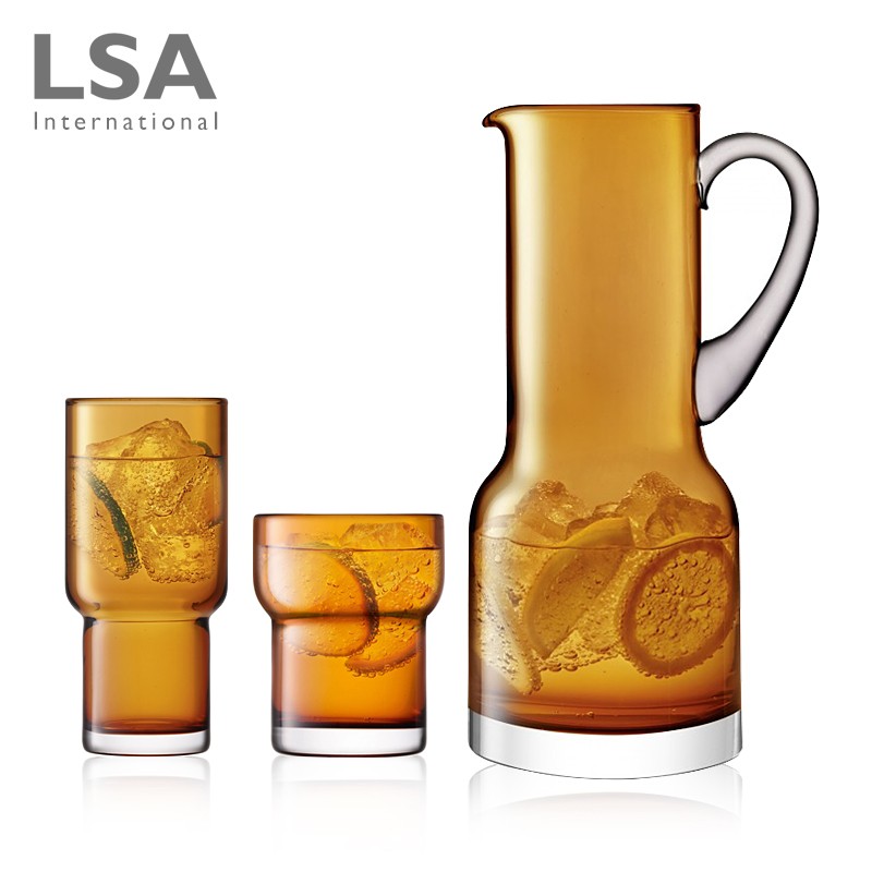 英国lsa进口莫兰迪水杯北欧无铅玻璃套装家用果汁杯子加厚冷水壶