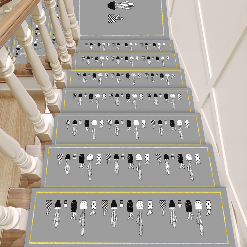 楼梯踏步垫家用简约可擦洗皮革脚垫免胶自粘台阶梯式地垫防滑地毯