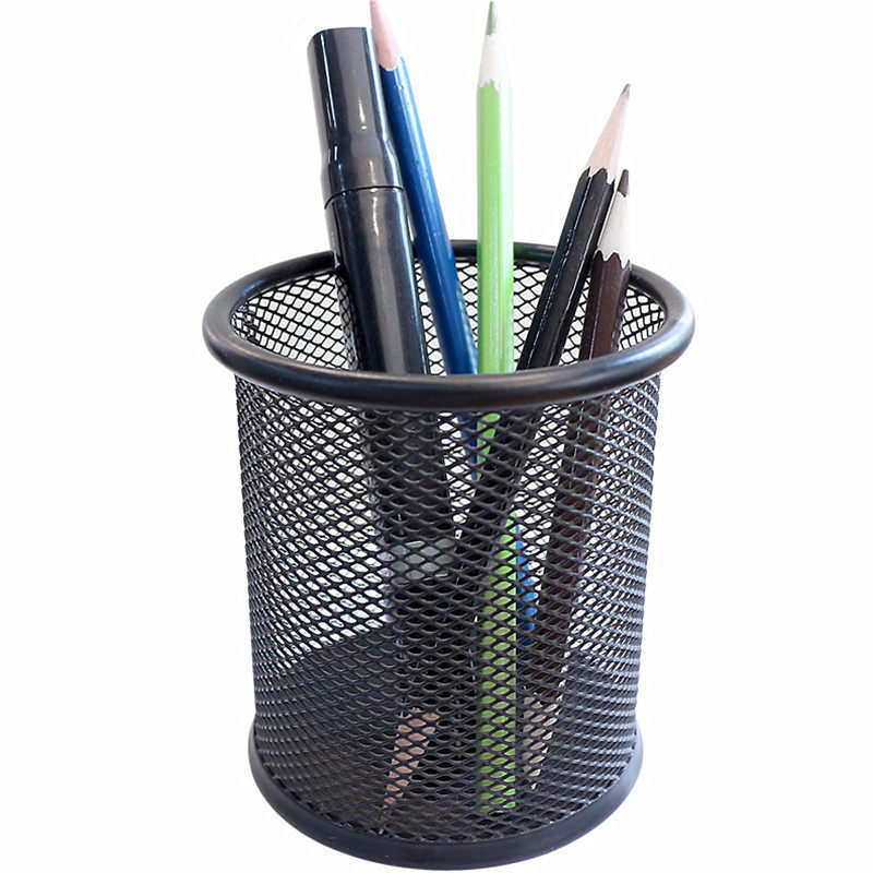 三木笔筒 收纳韩国极简时尚 创意圆形加厚金属网笔插办公文具批发