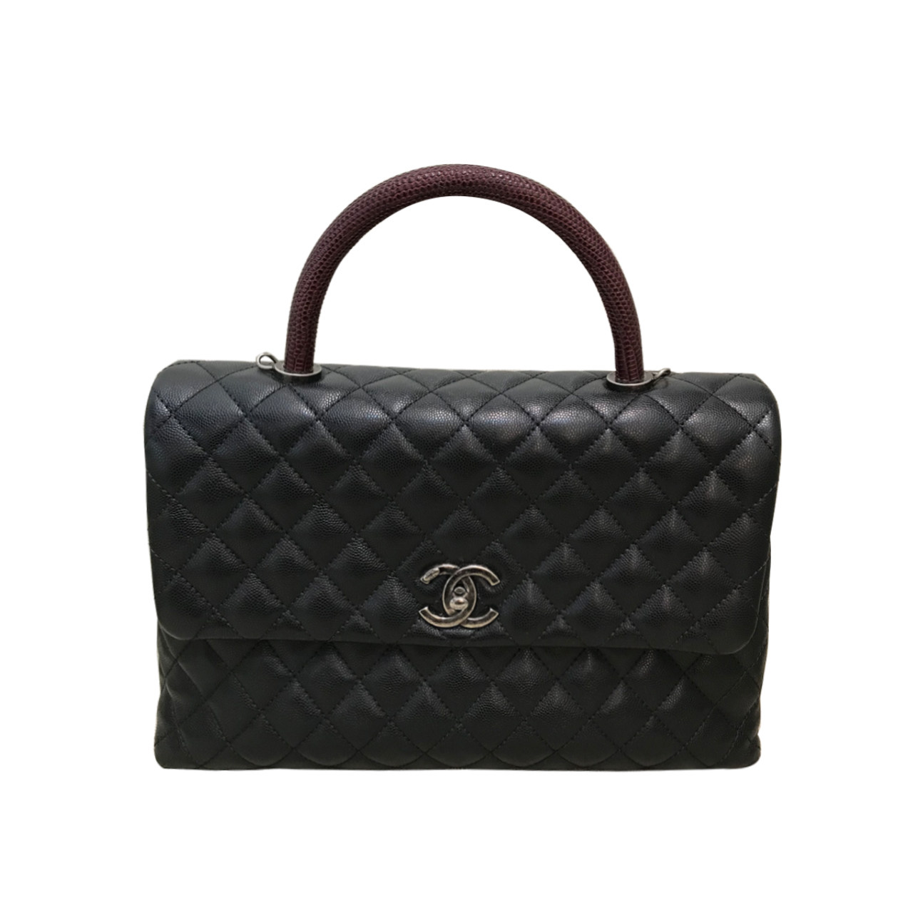 [9.8新] 香奈儿chanel女士cocohandle黑色荔枝皮单肩手提包