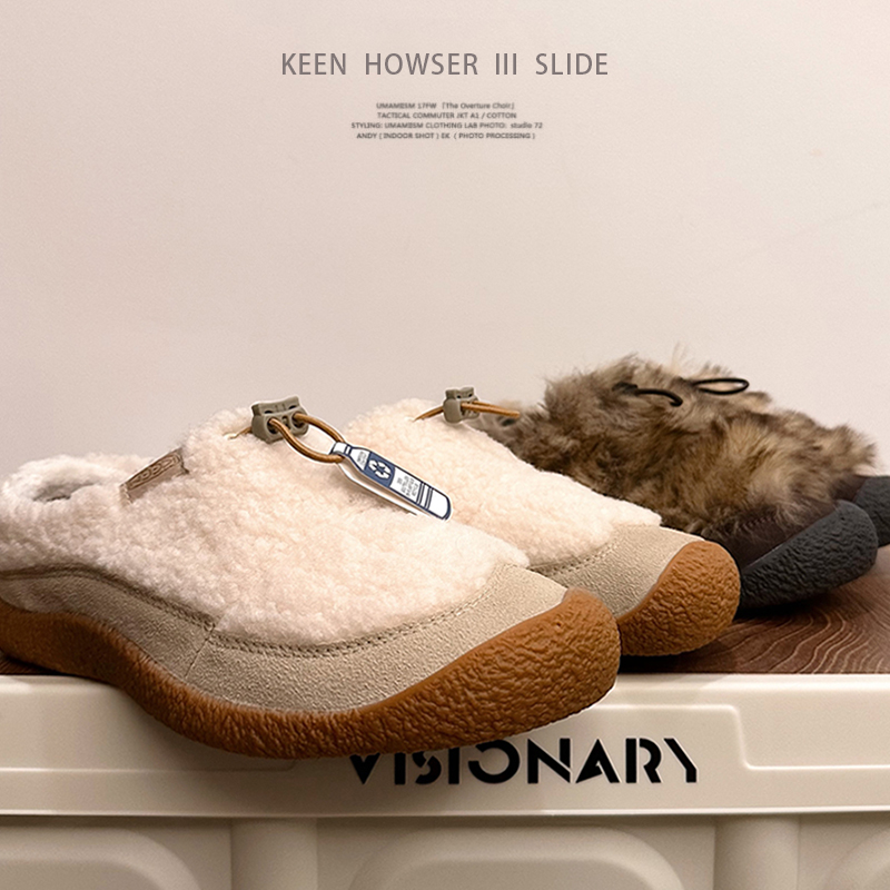 KEEN HOWSER III SLIDE 科恩新品小羊蹄女鞋保暖一脚蹬户外毛毛鞋