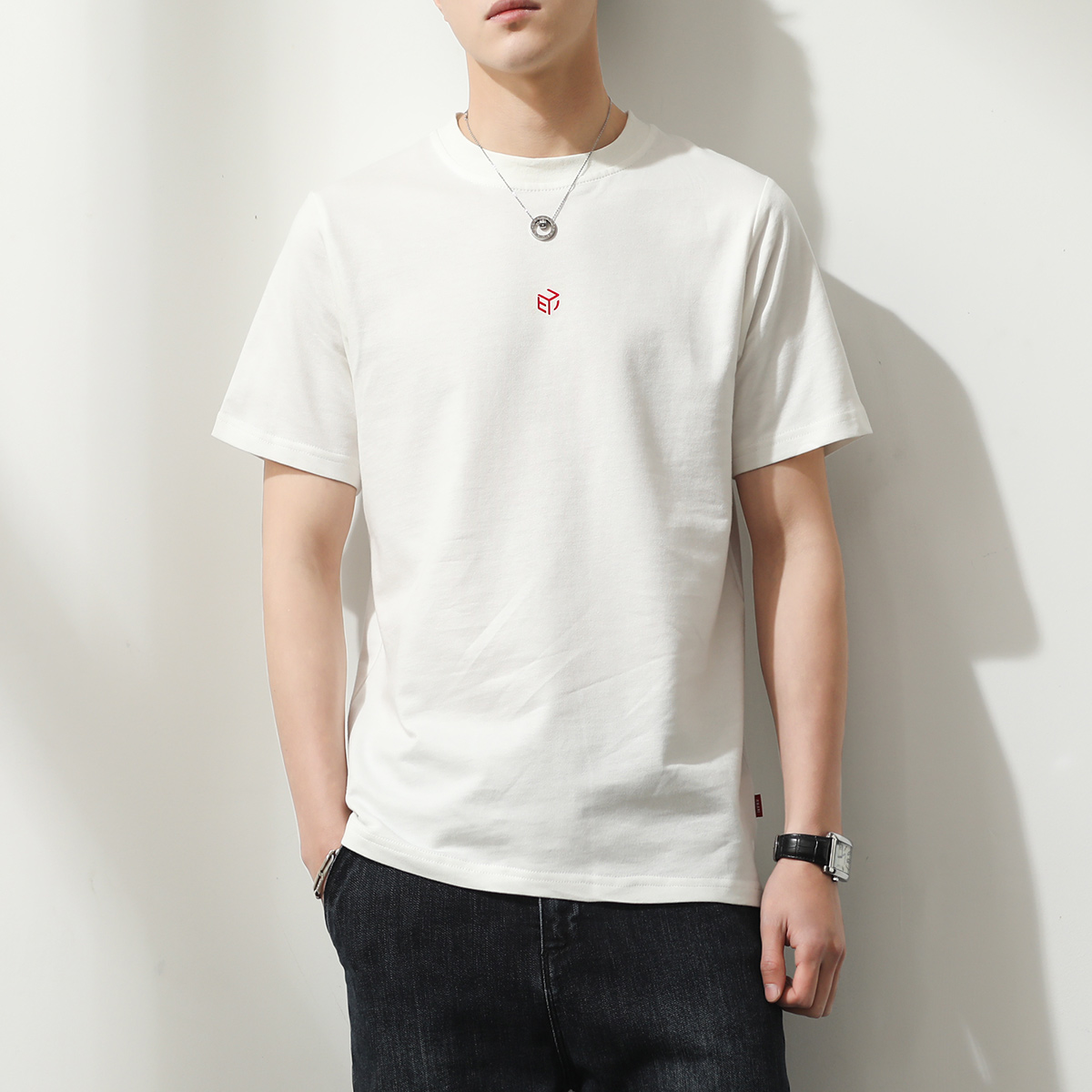 潮牌大码男装夏季纯棉圆领字母短袖t恤胖子加肥加大宽松帅气体恤