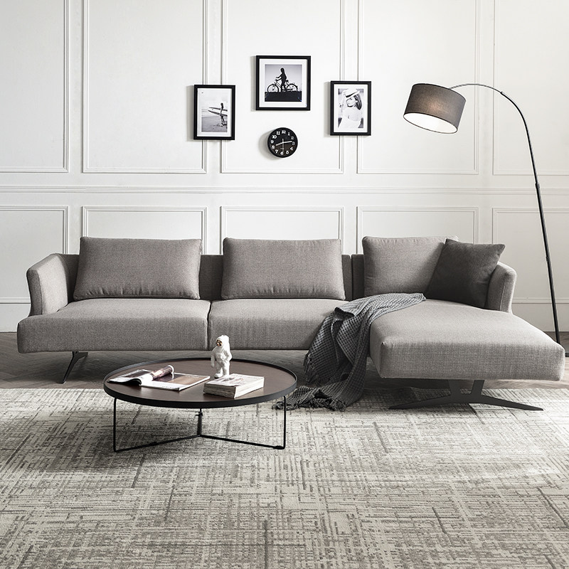 新款北欧轻奢风格小户型客厅简约现代贵妃组合表情转角布艺沙发
