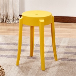 塑料圆凳家庭餐桌凳黑色黄色营业厅凳子新款加高卧室简单新中式