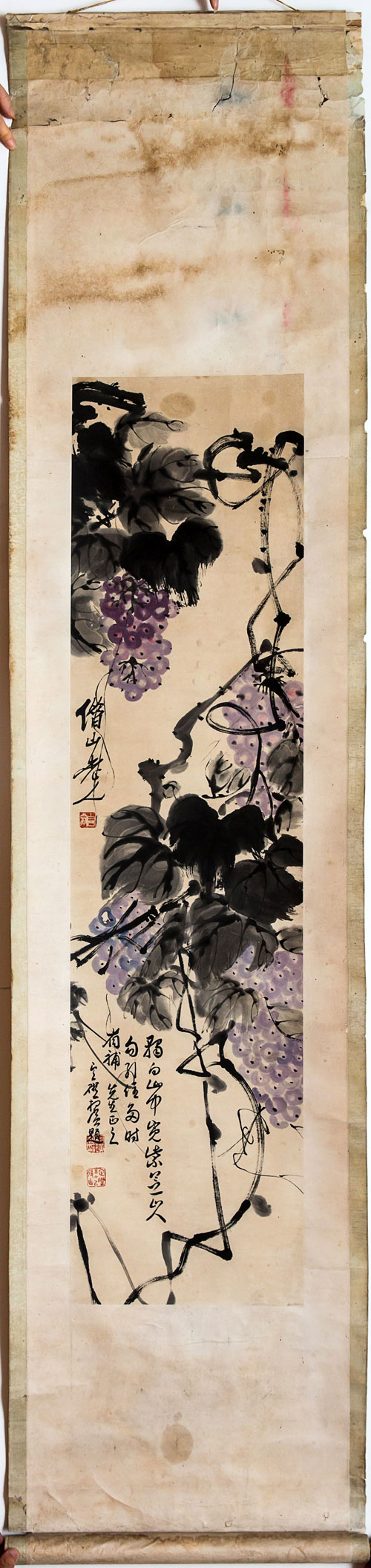 齐白石《葡萄》原装裱