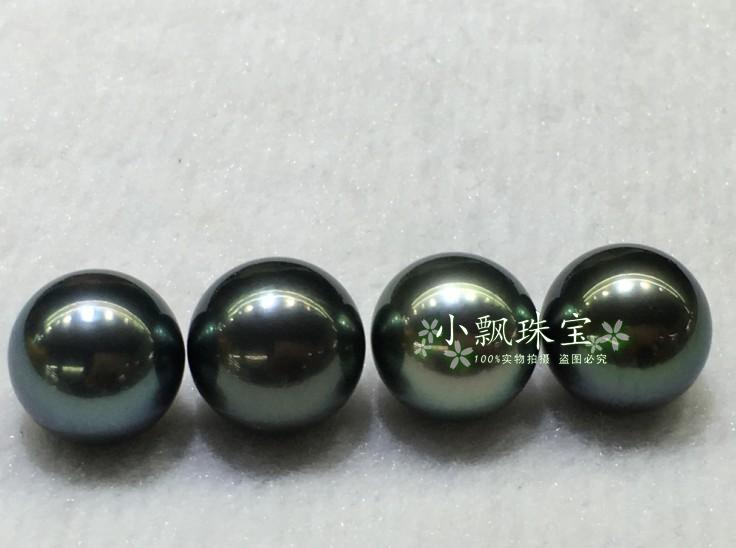 小飘珠宝 大颗粒11-12mm大溪地黑珍珠 裸珠 天然海水珍珠