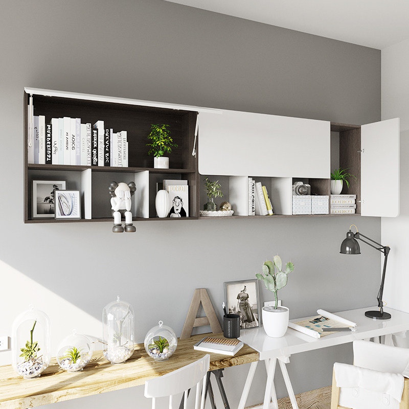 札美墙上置物架壁挂书架客厅墙面收纳柜现代简约书柜储物卧室吊柜
