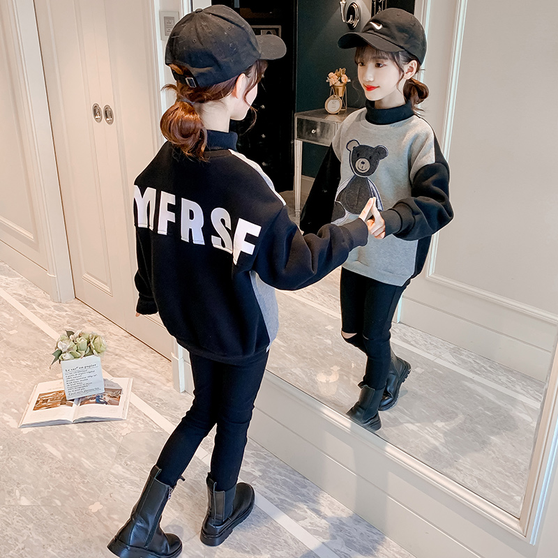 女童卫衣加绒秋冬装2021新款洋气加厚上衣打底衫中大儿童女孩韩版|msdalam kategori Kanak-kanak/Bayi/Keluarga dipasang, sweater/Fleece - dari Buy2taobao.com untuk memberikan perkhidmatan ejen Taobao profesional membeli