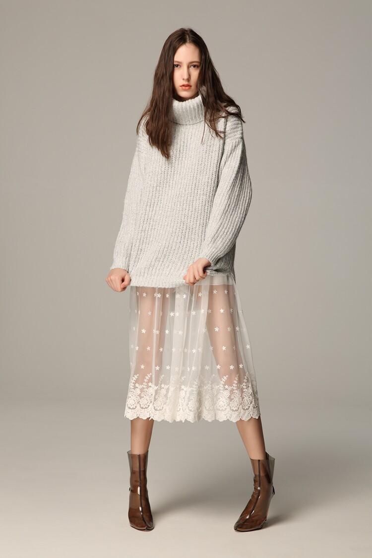 2019春夏新款外穿镂空长款蕾丝半身裙罩裙网纱裙透明打底长裙衬裙