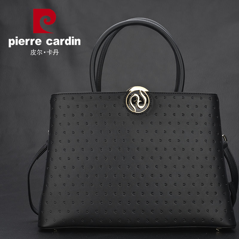 皮尔卡丹女士包包新款简约时尚气质牛皮手提包正品真皮淑女斜挎包