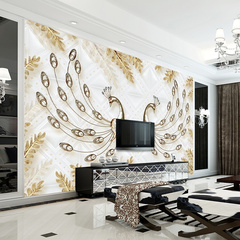 欧式无纺布壁画 现代3D立体孔雀墙纸客厅卧室壁纸客厅电视背景墙