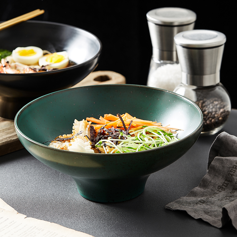 复古日式餐厅大面碗创意简约沙拉碗家用汤碗大容量菜碗陶瓷面馆碗