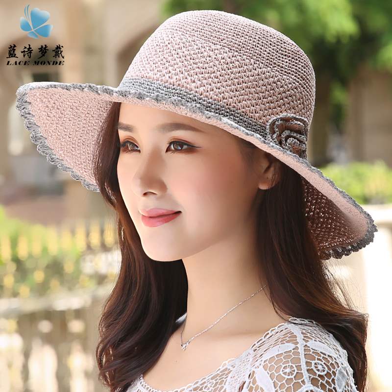 花边沙滩帽子女夏海边图片