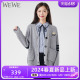 WEWE/唯唯2024春季新品女装清新文艺休闲时尚英伦学院风学生开衫