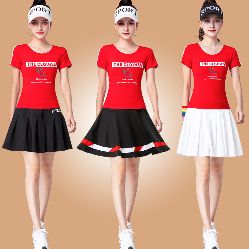 杨丽萍广场舞服装新款运动套装女夏季短袖短裙子套裙曳步舞蹈衣服