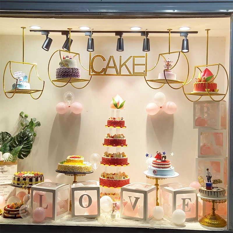 北欧风创意橱窗展示架展台吊架铁艺蛋糕架子蛋糕店商用模型陈列架