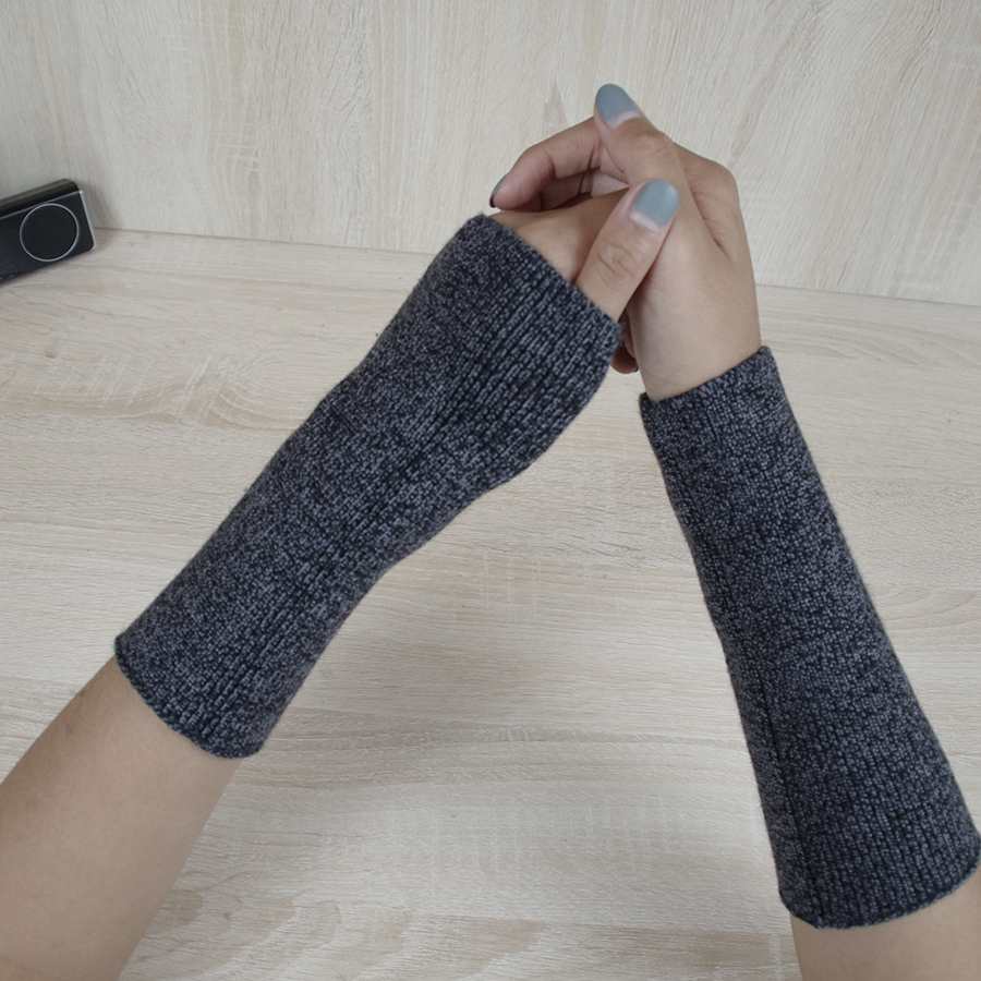 长护腕半指手套女厚秋冬保暖套袖假袖子漏指半截绒手套手袖护关节