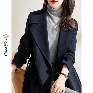 韩版高端西装双面绒大衣女2022新款品牌纯色羊毛呢子外套时尚百搭