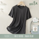IHIMI海谧纯色拼接设计棉T恤女2024夏季新款修身内搭外穿短款上衣