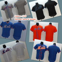 MLB棒球服大都会球衣Mets BLANK Jersey,blue(Grey/orange font)