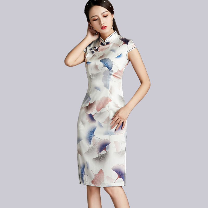 真丝旗袍夏季2020新款女中国风中长款年轻少女改良版旗袍式连衣裙