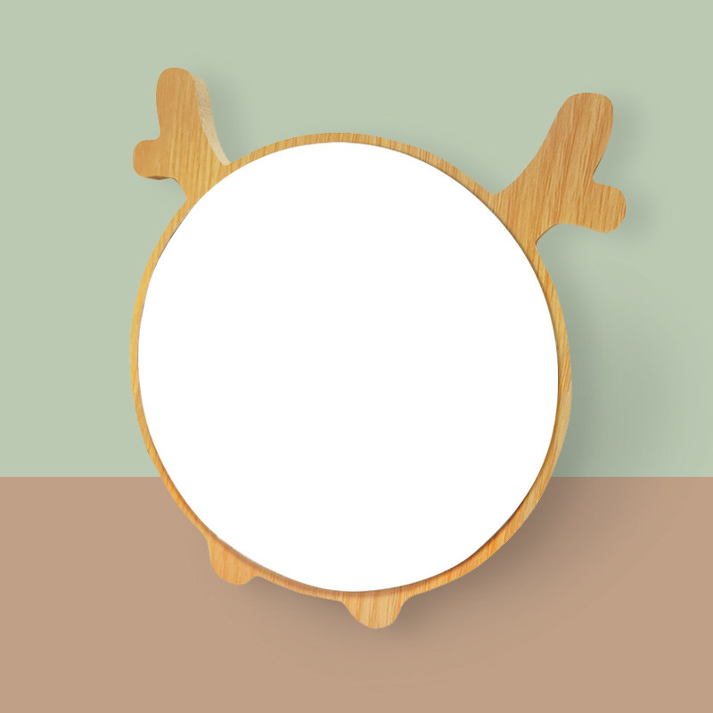 一折萌宠化妆镜_可爱卡通木质化妆镜北欧简约高清镜面萌宠梳妆桌面镜