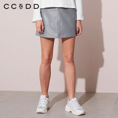 CCDD春装新品专柜正品时尚显瘦优雅皮革女短裙灰色半身裙