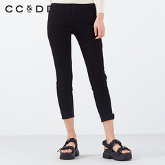 CCDD2019春装新品专柜正品时尚修身显瘦高腰牛仔长裤女黑色小脚裤