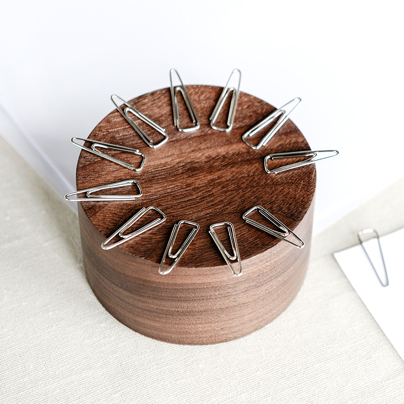 回形针收纳磁座︱本来设计原木创意文