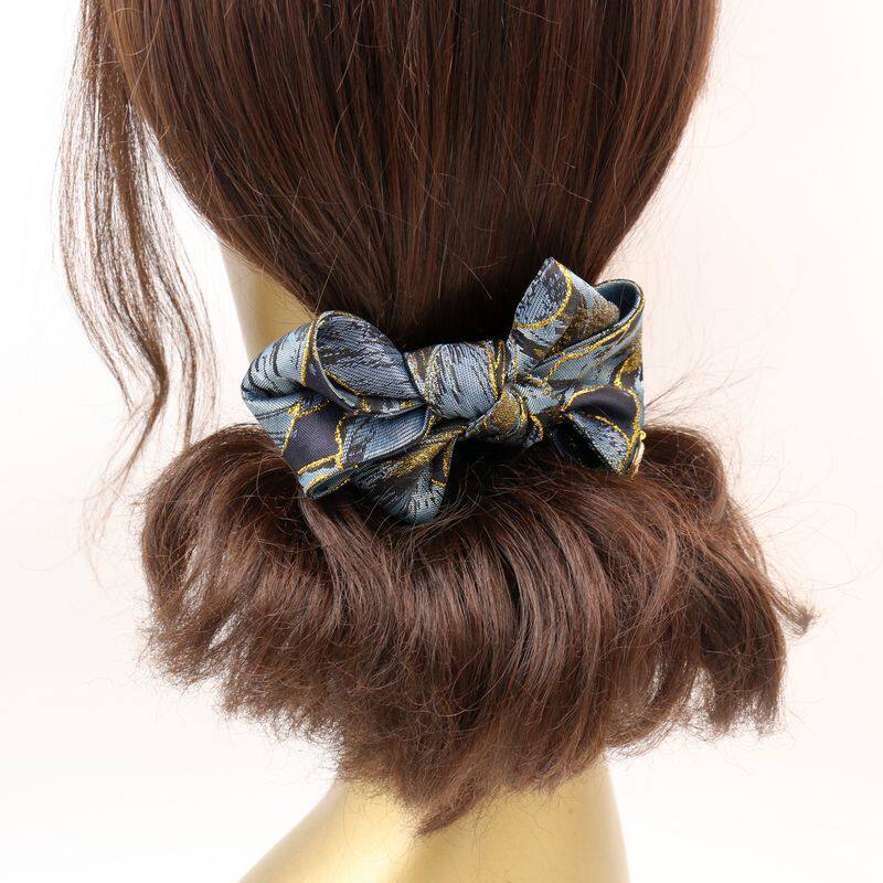 头花2021年新款高级韩版中老年蓝色蝴蝶结头饰大头花妈妈款盘头