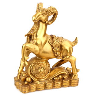 广缘德黄铜金钱羊如意羊摆件三羊开泰生肖羊铜羊工艺礼品摆件