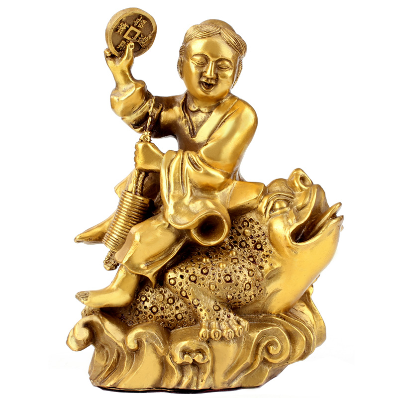 广缘德黄铜刘海戏金蟾家居摆件刘海蟾铜像工艺饰品馈赠礼品