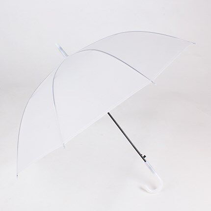 透明伞_学生个性半透明长柄创意抗风韩国加固时尚女磨砂白色雨伞小