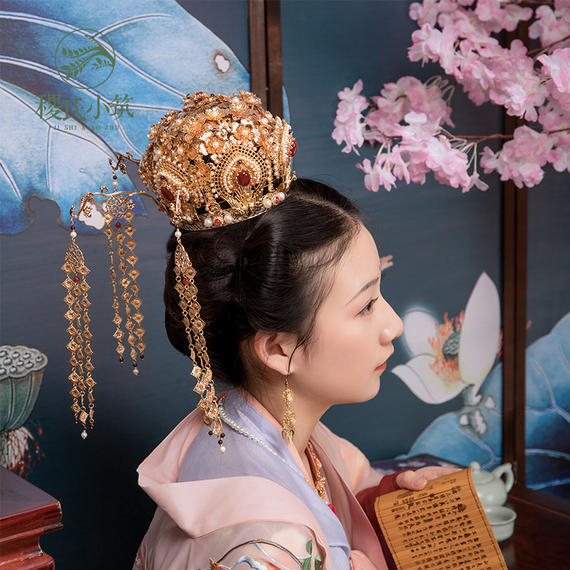 稷氏小筑 不羡仙 感恩原创汉服头饰莲花冠发钗