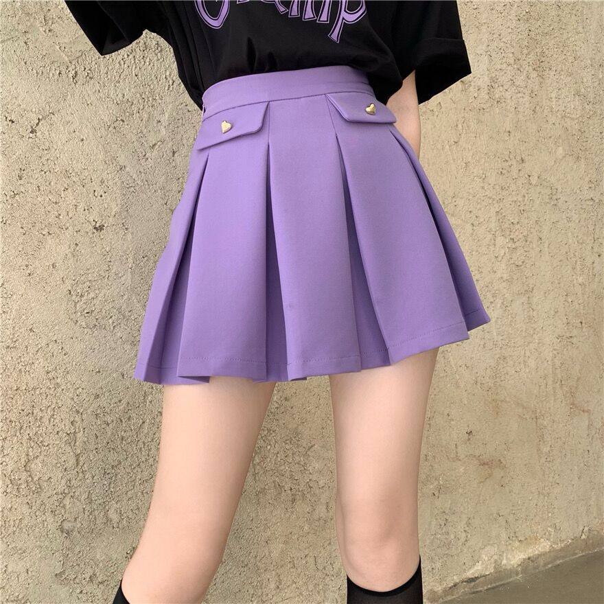 紫色百褶裙女高腰a字褶皱短裙夏胖mm设计感学院风半身裙2022新款