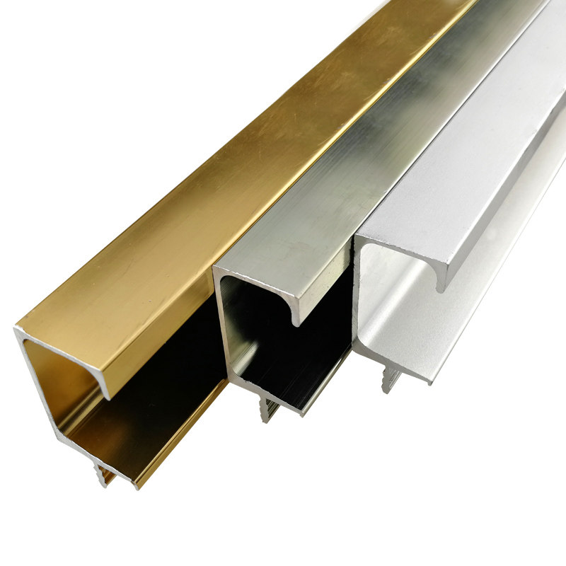 c型银金色铝合金橱柜拉手可切割黑色g形拉手门板平装镶嵌长拉手