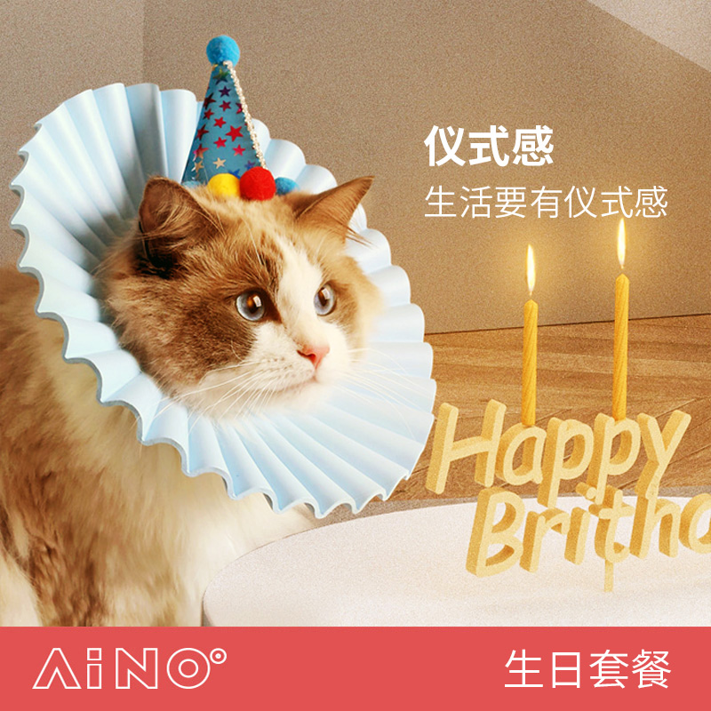 AIMOE爱萌仕猫咪生日装扮 宠物节日帽子套装礼物小猫戴的装饰头饰