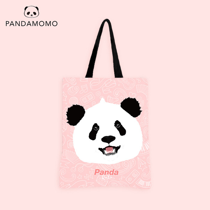 pandamomo 大熊猫提袋 卡通可爱帆布单肩包 原创印花 奇一经典款