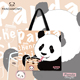 Pandamomo 大熊猫提袋 原创可爱环保布包包学生单肩包 喝奶茶成实
