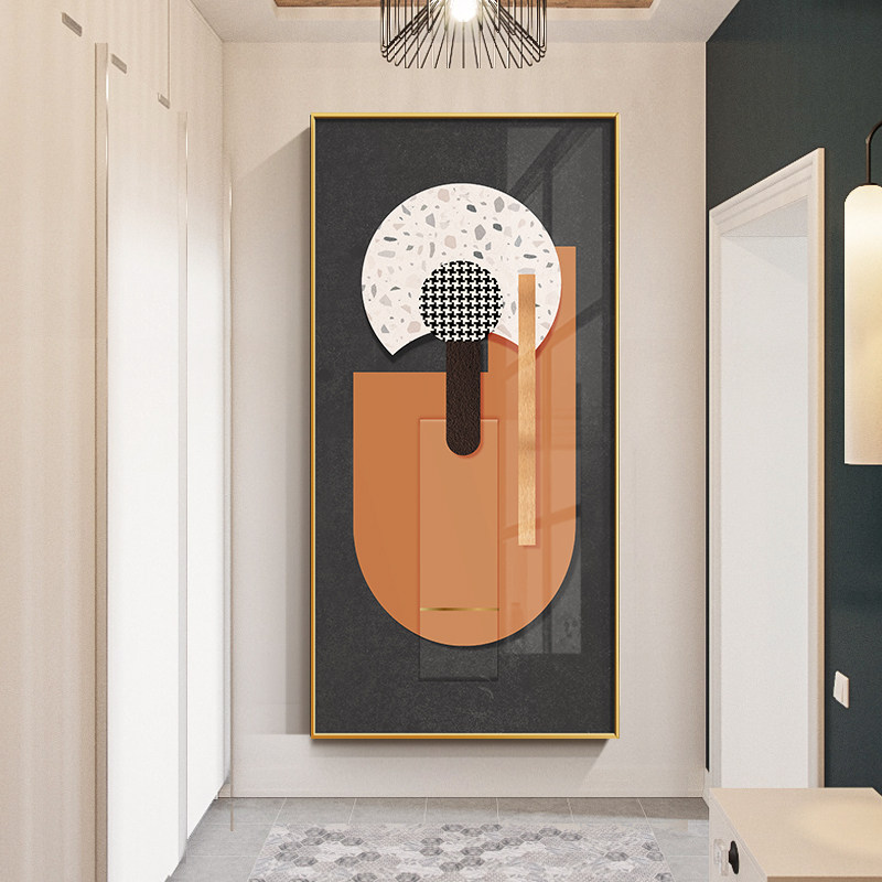 现代入户玄关装饰画几何工业风客厅背景墙画轻奢时尚走廊过道挂画