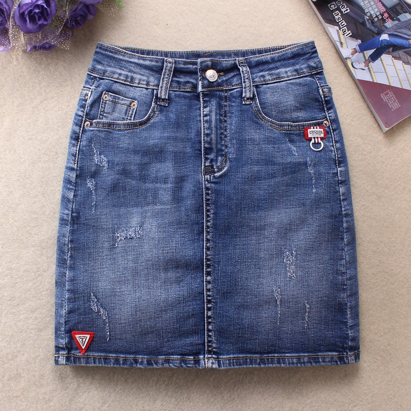 Denim Skirt Korean Edition Middle-waisted Retro Versatile Elastic force Self cultivation Show thin Package hip skirt lining Anti emptiedin the Women's clothing/Boutique , Skirts category - from Buy2taobao.com to provide professional Taobao agent buy service