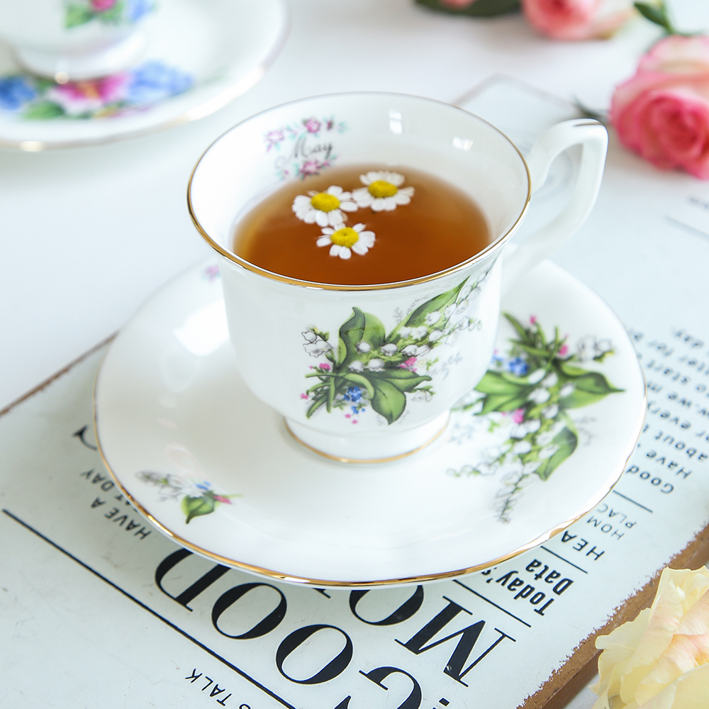 英国花卉咖啡杯茶杯骨质瓷创意金边高档日用礼品物欧式陶瓷水咖啡