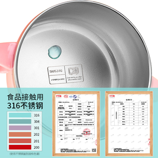 儿童碗防摔防烫316不锈钢食品级汤碗小学生6岁吃饭宝宝碗餐具套装