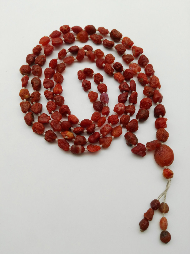 【京石有缘】阿拉善天然戈壁玛瑙原石红筋脉项链