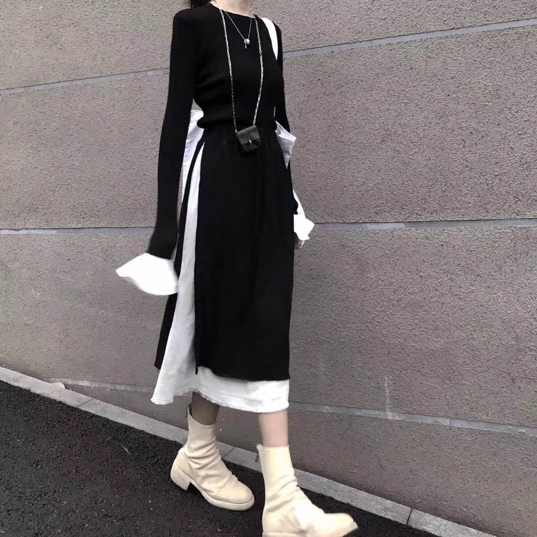 B oundless 山本耀司半身裙暗黑风 复古棉麻半身裙 假两件INS超火|ruв категории Женская одежда, юбка - от Buy2taobao.com для оказания профессиональной услуги покупки агента Taobao