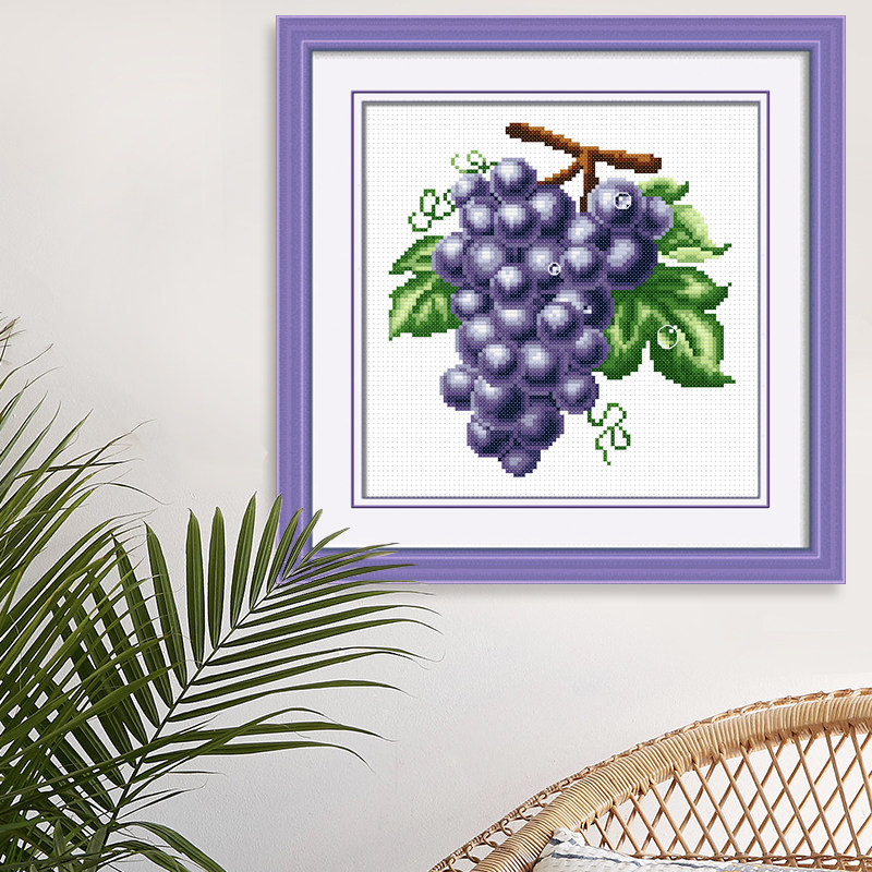 水果十字绣小件简单葡萄家用自己绣手工餐厅简约现代2020新款线绣