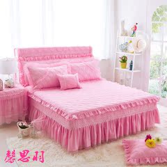 韩版蕾丝床裙三件套席梦思夹棉加厚床罩单件床套床头罩1.8米床单