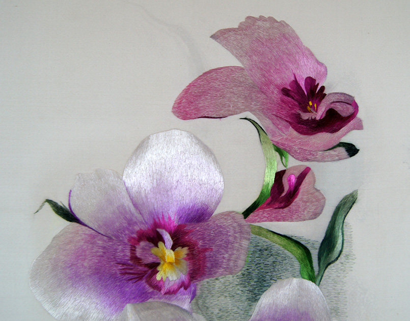 苏绣单面绣《玉兰》