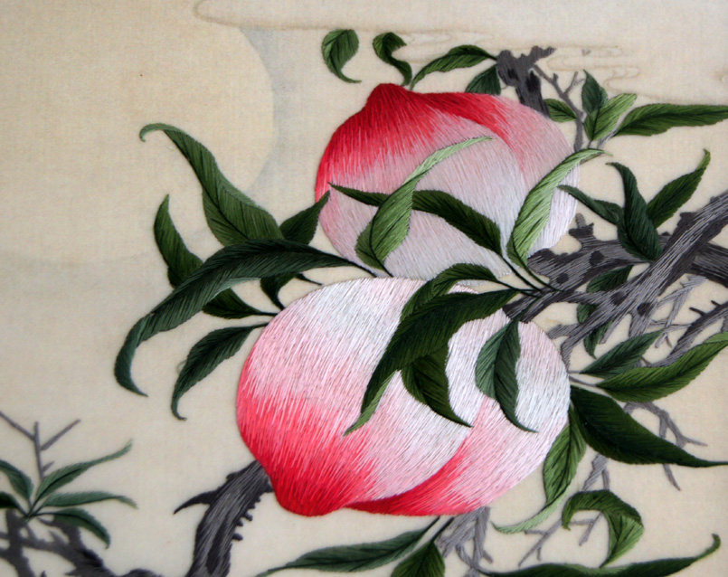 苏绣单面绣 《寿桃》