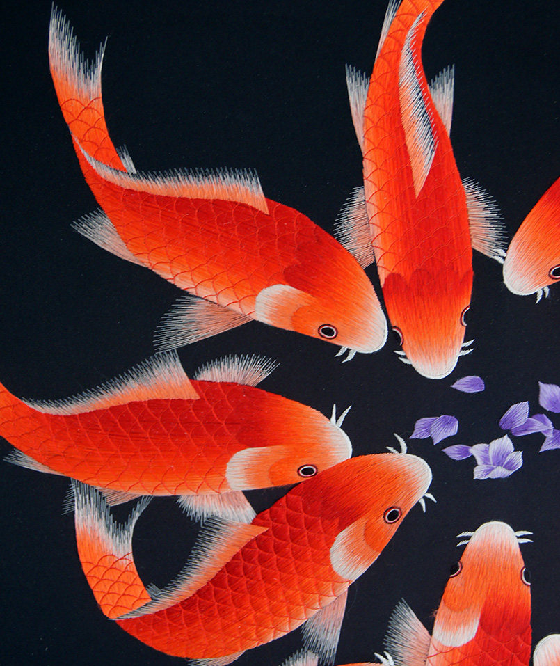 苏绣单面绣 《团圆鱼》